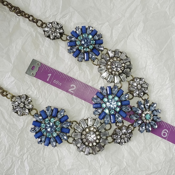 BLUE & CLEAR RHINESTONE STATEMENT BIB NECKLACE - Picture 7 of 9